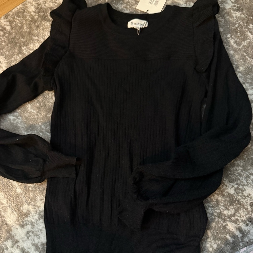 &Merci Black Ribbed Sweater - Picture 3 of 4